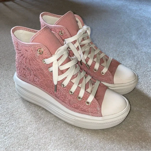 Converse Pink and White high top move - Picture 1 of 9
